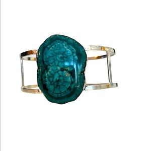 Green Solar Quartz Cuff Bracelet